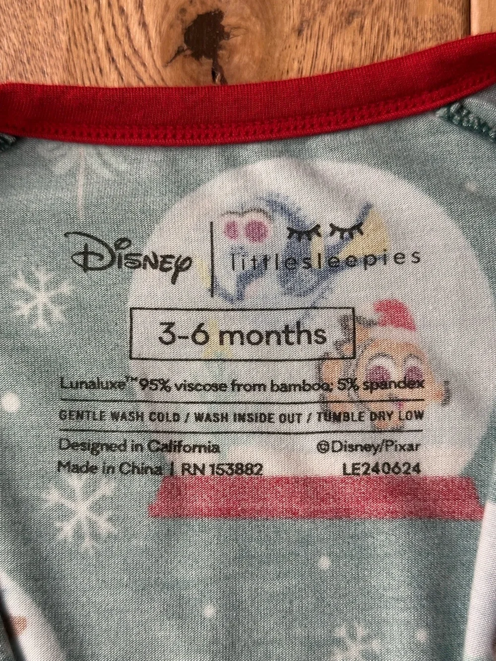 Little Sleepies Disney Pixar Snow Globes Bamboo Zippy size 3-6 Months